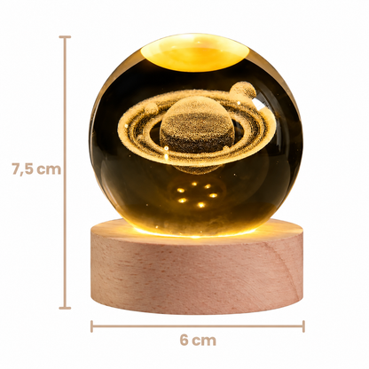 Lámpara Esfera de Cristal 3D Saturno 🌌💫