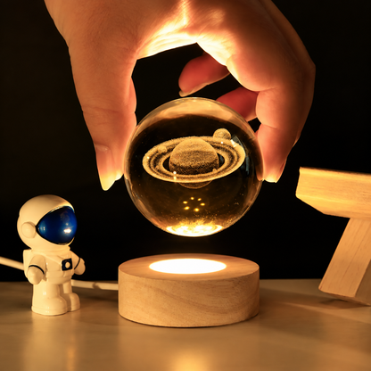 Lámpara Esfera de Cristal 3D Saturno 🌌💫
